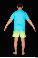  Spencer blue t shirt blue yellow shorts dressed slides standing whole body 0013.jpg